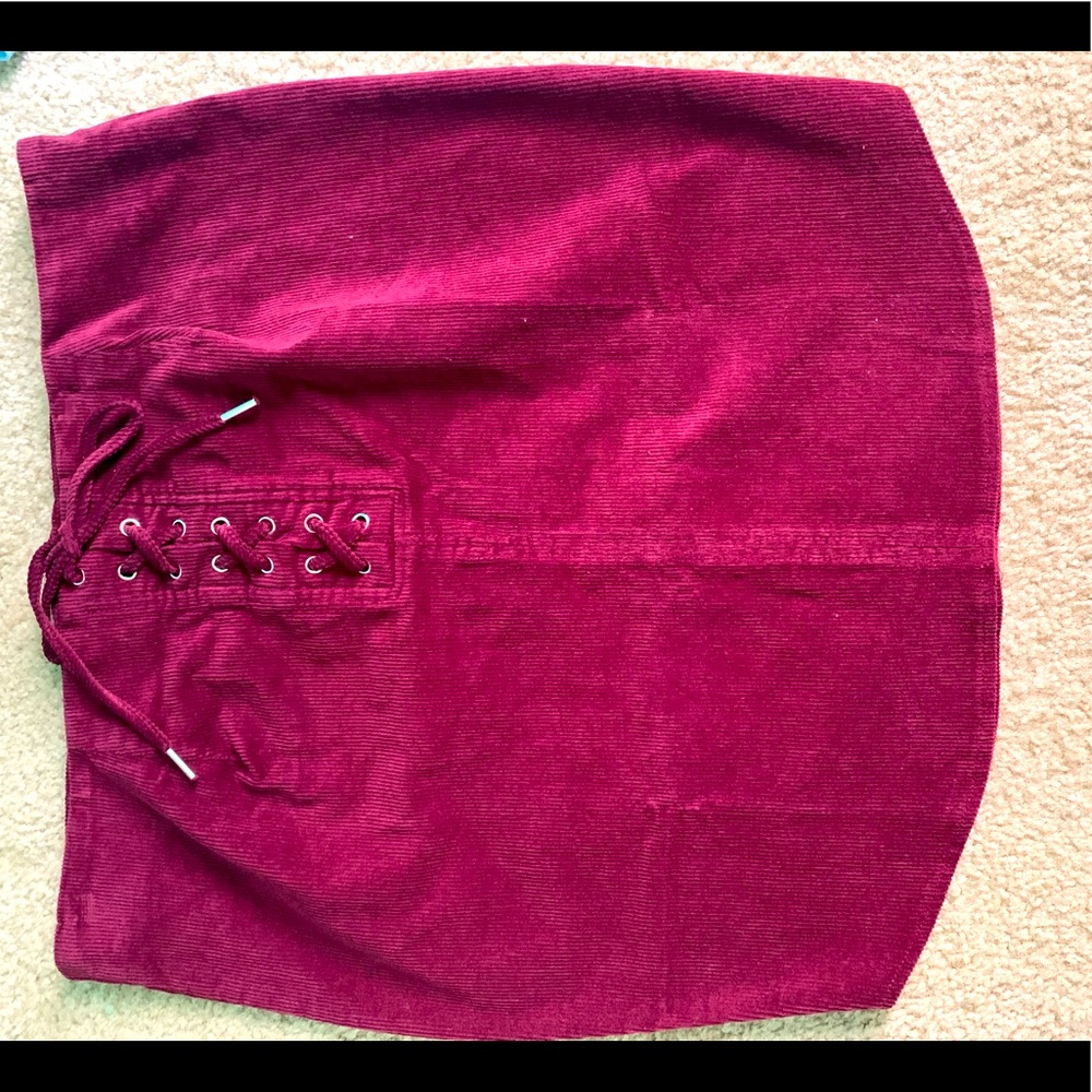 Red velvet skirt